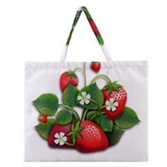 Strawberries-fruits-fruit-red Zipper Large Tote Bag