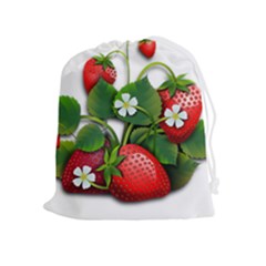 Strawberries-fruits-fruit-red Drawstring Pouch (xl) by Jancukart