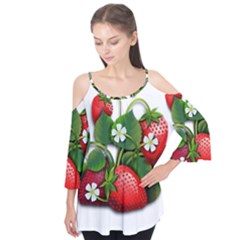 Strawberries-fruits-fruit-red Flutter Sleeve Tee 