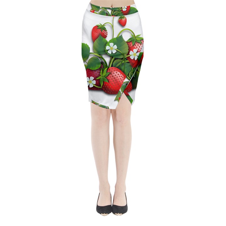 Strawberries-fruits-fruit-red Midi Wrap Pencil Skirt