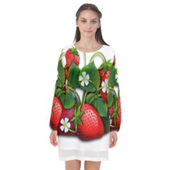 Strawberries-fruits-fruit-red Long Sleeve Chiffon Shift Dress 