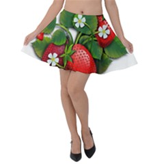 Strawberries-fruits-fruit-red Velvet Skater Skirt by Jancukart