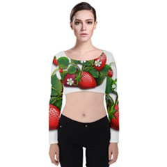 Strawberries-fruits-fruit-red Velvet Long Sleeve Crop Top by Jancukart