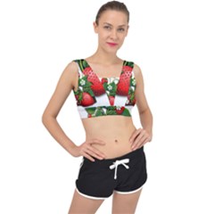 Strawberries-fruits-fruit-red V-back Sports Bra