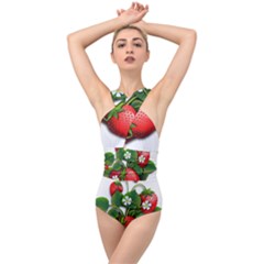 Strawberries-fruits-fruit-red Cross Front Low Back Swimsuit