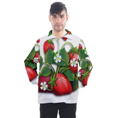 Strawberries-fruits-fruit-red Men s Half Zip Pullover by Jancukart