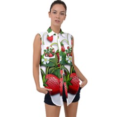 Strawberries-fruits-fruit-red Sleeveless Chiffon Button Shirt