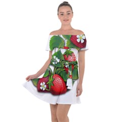 Strawberries-fruits-fruit-red Off Shoulder Velour Dress