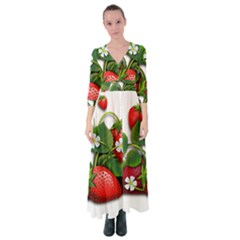 Strawberries-fruits-fruit-red Button Up Maxi Dress by Jancukart