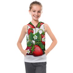 Strawberries-fruits-fruit-red Kids  Sleeveless Hoodie by Jancukart