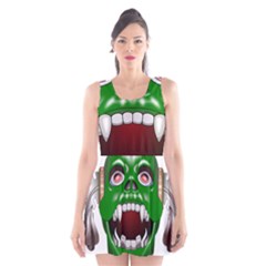 Monster-mask-alien-horror-devil Scoop Neck Skater Dress