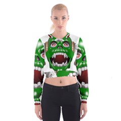 Monster-mask-alien-horror-devil Cropped Sweatshirt