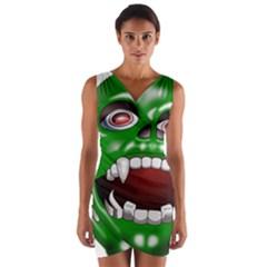 Monster-mask-alien-horror-devil Wrap Front Bodycon Dress