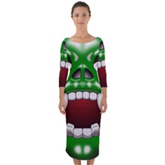 Monster-mask-alien-horror-devil Quarter Sleeve Midi Bodycon Dress