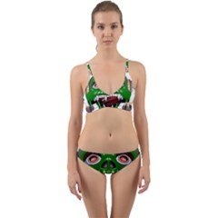 Monster-mask-alien-horror-devil Wrap Around Bikini Set