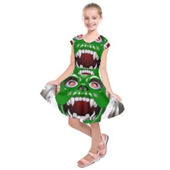 Monster-mask-alien-horror-devil Kids  Short Sleeve Dress