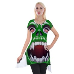 Monster-mask-alien-horror-devil Short Sleeve Side Drop Tunic