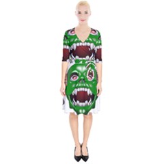 Monster-mask-alien-horror-devil Wrap Up Cocktail Dress