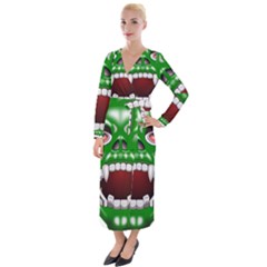 Monster-mask-alien-horror-devil Velvet Maxi Wrap Dress