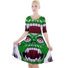 Monster-mask-alien-horror-devil Quarter Sleeve A-line Dress