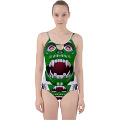 Monster-mask-alien-horror-devil Cut Out Top Tankini Set