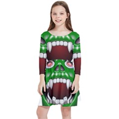 Monster-mask-alien-horror-devil Kids  Quarter Sleeve Skater Dress by Jancukart