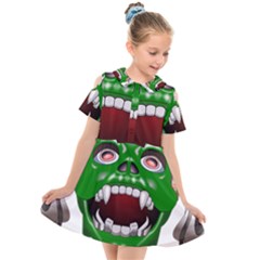 Monster-mask-alien-horror-devil Kids  Short Sleeve Shirt Dress by Jancukart