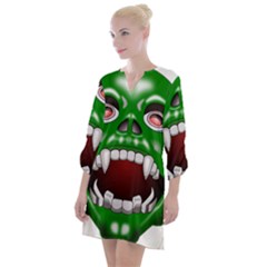 Monster-mask-alien-horror-devil Open Neck Shift Dress by Jancukart