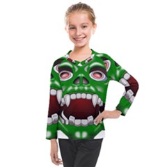 Monster-mask-alien-horror-devil Kids  Long Mesh Tee