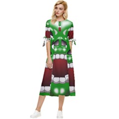 Monster-mask-alien-horror-devil Bow Sleeve Chiffon Midi Dress