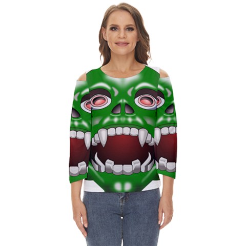 Monster-mask-alien-horror-devil Cut Out Wide Sleeve Top by Jancukart