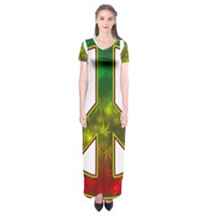 Peace-rastafarian Short Sleeve Maxi Dress