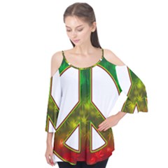 Peace-rastafarian Flutter Sleeve Tee 