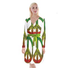 Peace-rastafarian Long Sleeve Velvet Front Wrap Dress