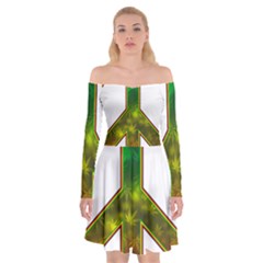 Peace-rastafarian Off Shoulder Skater Dress