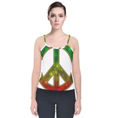 Peace-rastafarian Velvet Spaghetti Strap Top by Jancukart