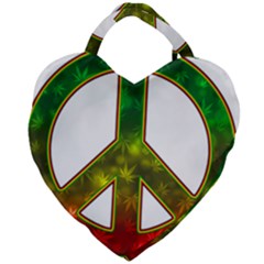 Peace-rastafarian Giant Heart Shaped Tote by Jancukart