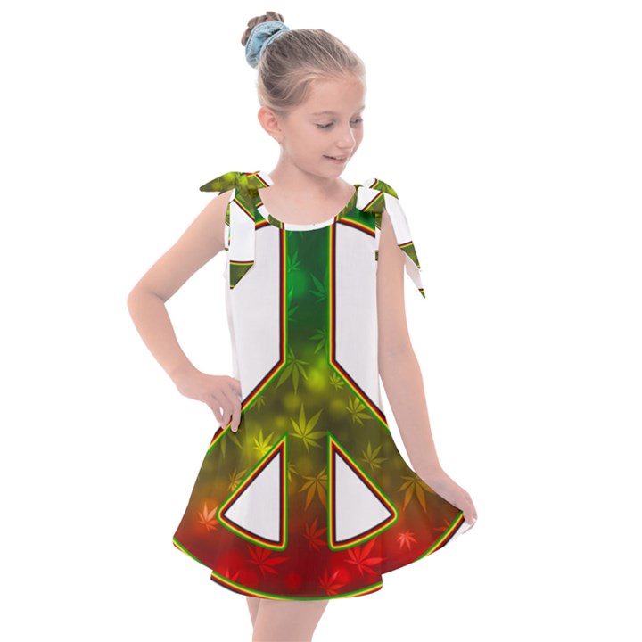 Peace-rastafarian Kids  Tie Up Tunic Dress