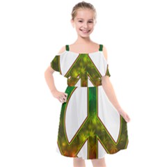 Peace-rastafarian Kids  Cut Out Shoulders Chiffon Dress