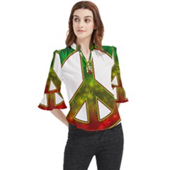 Peace-rastafarian Loose Horn Sleeve Chiffon Blouse