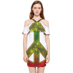 Peace-rastafarian Shoulder Frill Bodycon Summer Dress