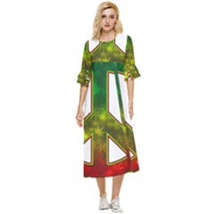 Peace-rastafarian Double Cuff Midi Dress