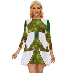 Peace-rastafarian Long Sleeve Babydoll Dress