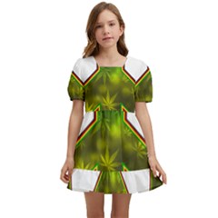 Peace-rastafarian Kids  Short Sleeve Dolly Dress