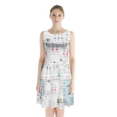 Circuits-electronics-atmel Sleeveless Waist Tie Chiffon Dress by Jancukart