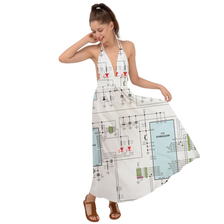 Circuits-electronics-atmel Backless Maxi Beach Dress