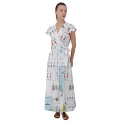 Circuits-electronics-atmel Flutter Sleeve Maxi Dress