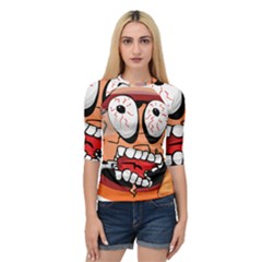 Brain Cartoon Animation Quarter Sleeve Raglan Tee