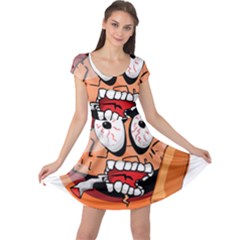 Brain Cartoon Animation Cap Sleeve Dress