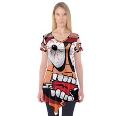 Brain Cartoon Animation Short Sleeve Tunic 